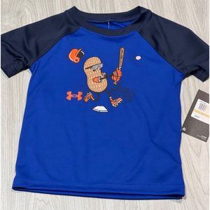 Under Armour peanut baseball shirt dri dry fit blue, navy orange NWT 2T 3T